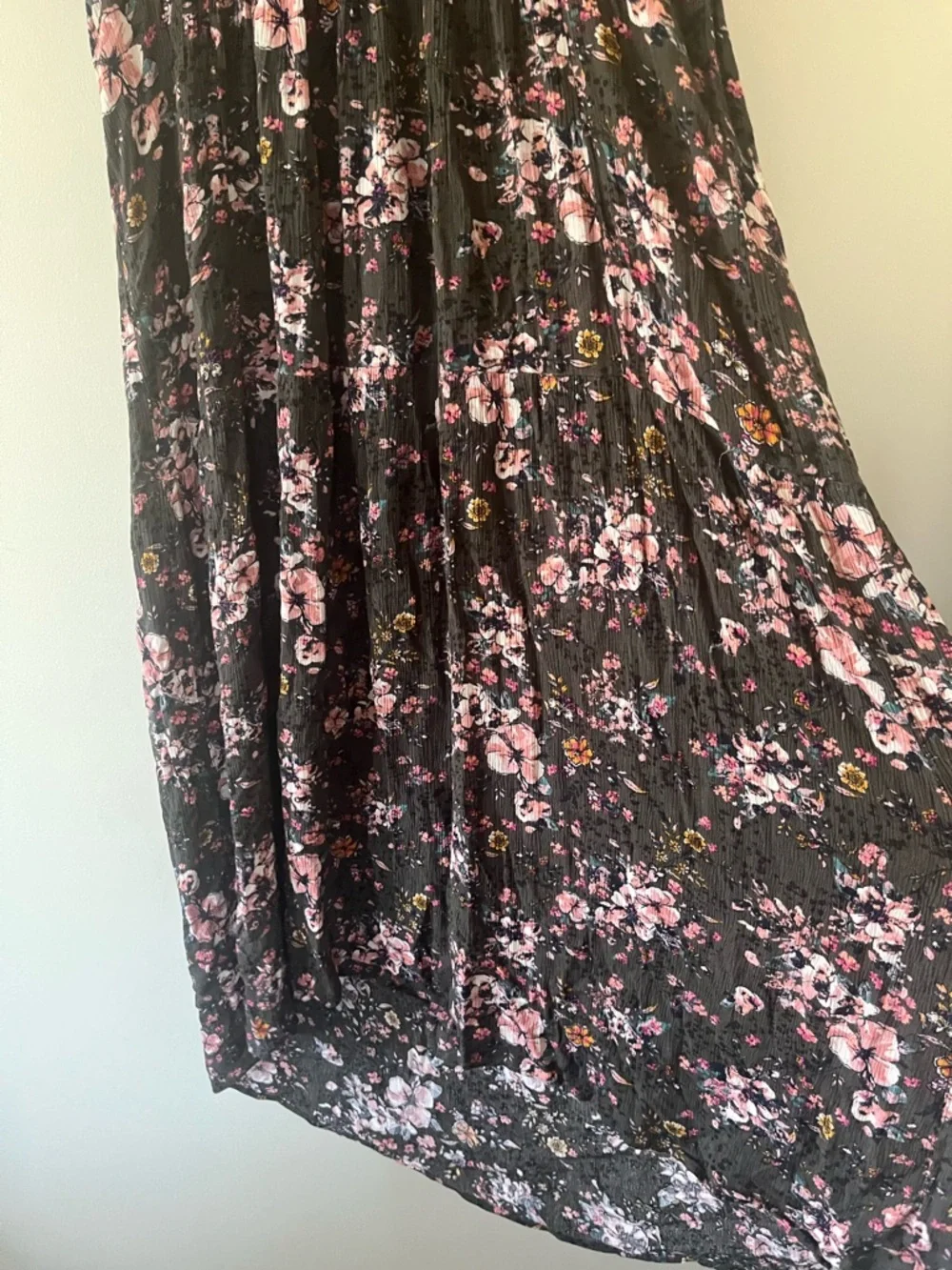 Knox Rose Gray Floral Maxi Dress Large embroidered Boho Summer Flowy Modest - Picture 4 of 7